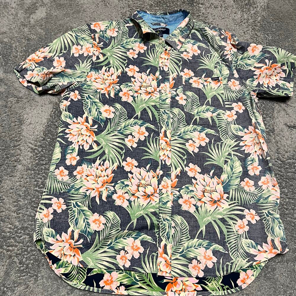 Chubbies Shirt Mens Large Hawaiian Floral Inside Out Print Casual Button Down